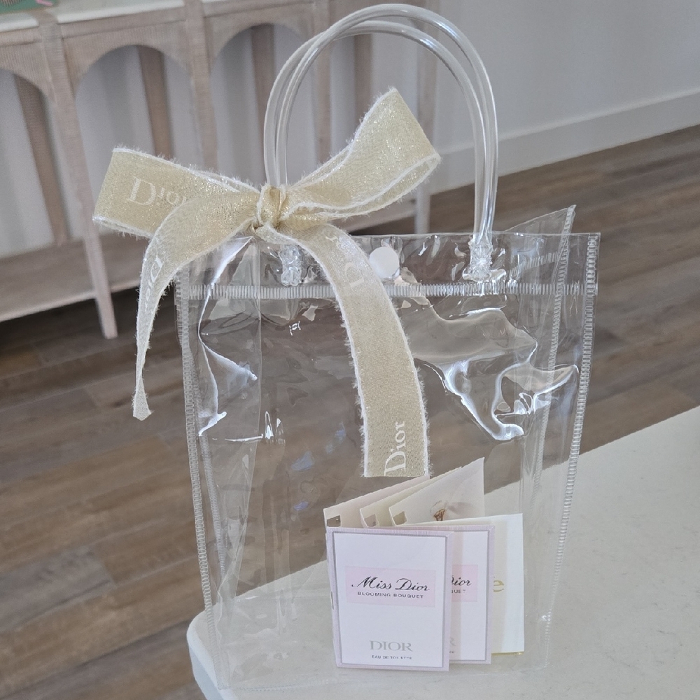 New Never Used Clear Tote Bag DIOR  Ribbon & Miss DIOR  Jadore Samples 3x sample